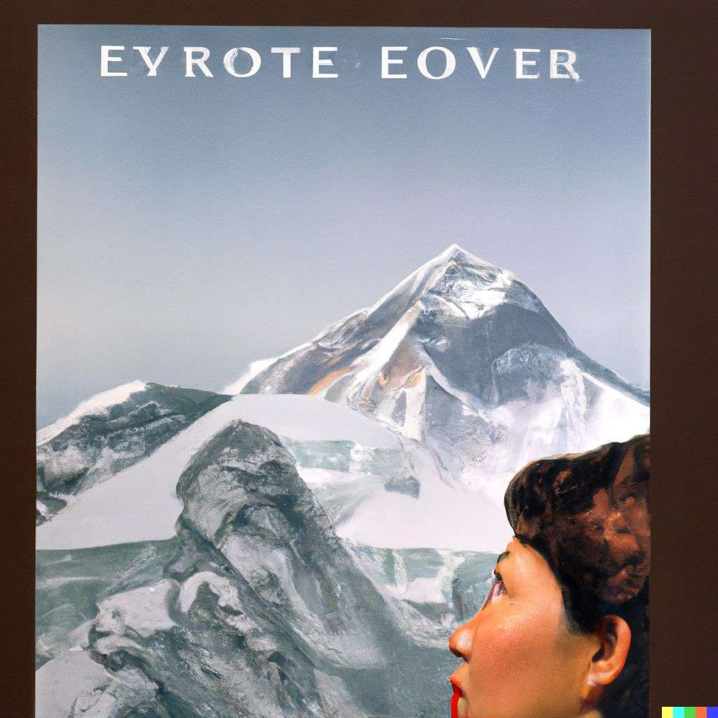 someone gazing at Mount Everest, front cover of Vogue, 2000
